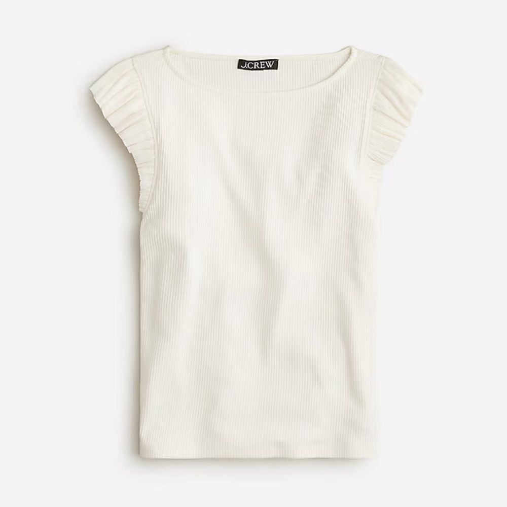 NWT J. Crew Vintage rib ruffle boatneck tank top